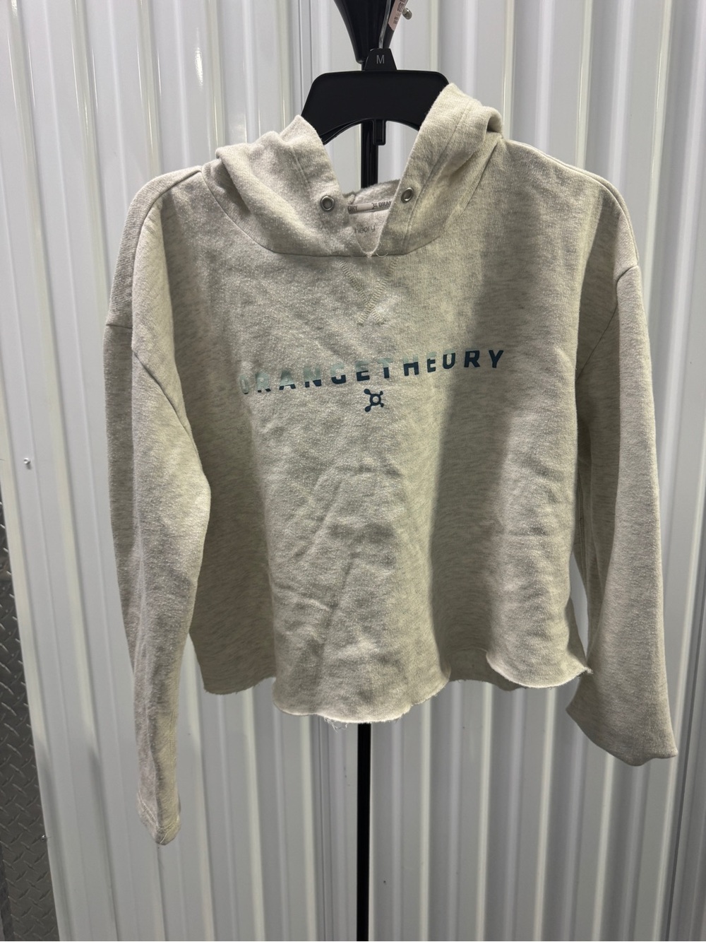 Orangetheory Heathered Beige Hoodie with Gray Logo